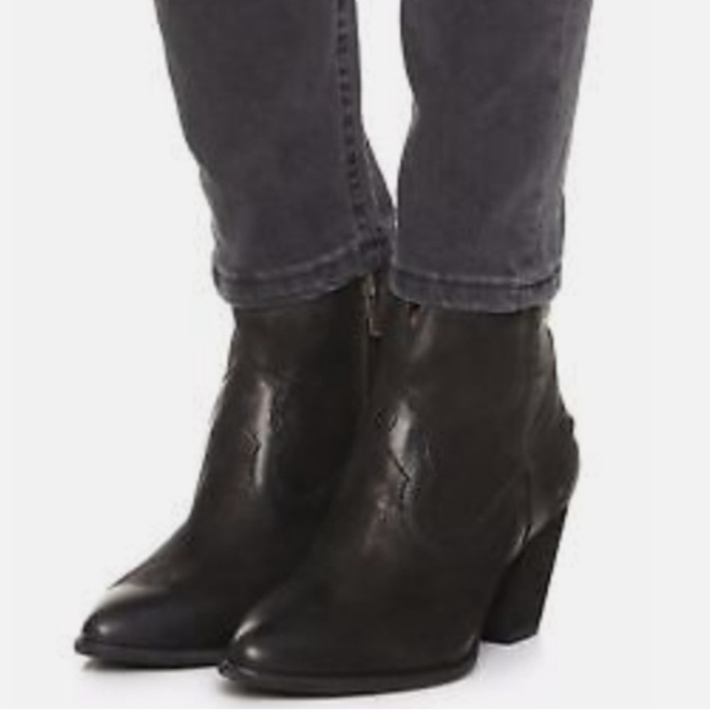 Frye Black Leather Ankle Booties